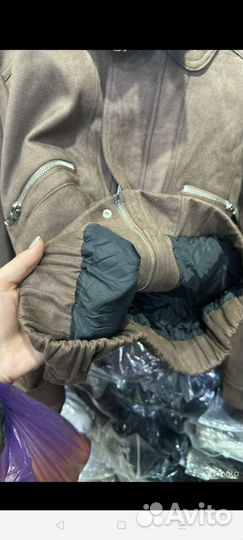 Куртка бомбер из замши модная Zara коричневая