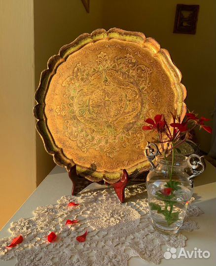 Флорентийский поднос. Дерево оригинал Италия