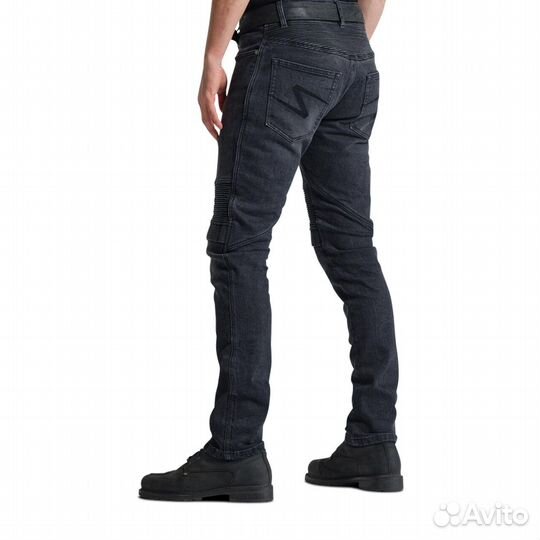 Motorradjeans Pando Moto Karl Devil 9 Schwarz Washed Черный