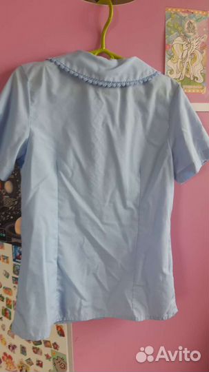 Блузка голубая для девочек 134