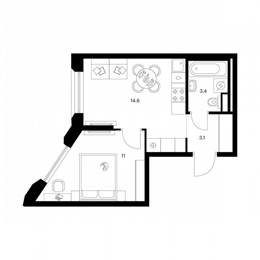 1-к. квартира, 32,1 м², 11/39 эт.