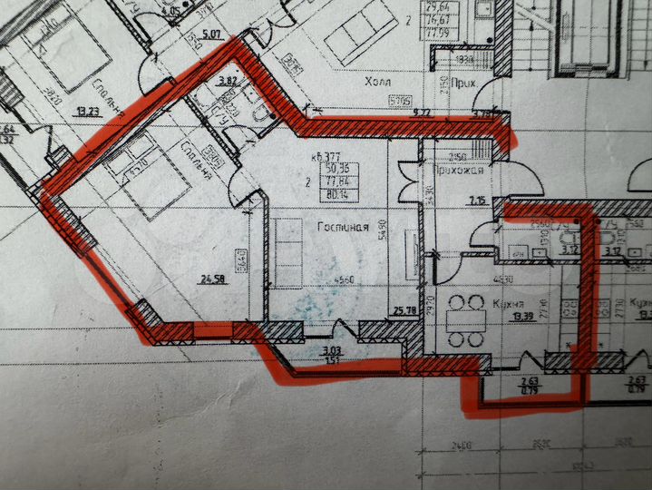 2-к. квартира, 80,1 м², 6/7 эт.