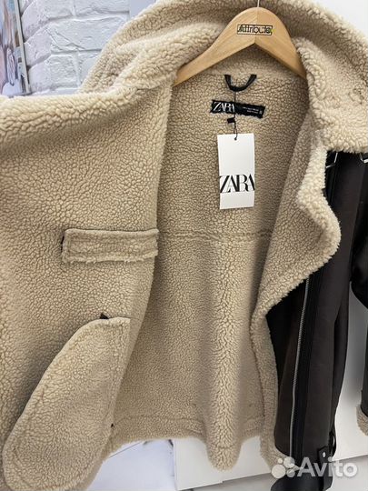 Дубленка авиатор женская зимняя zara новая