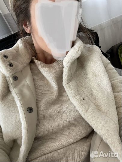 Мягкий меховой бежевый пиджак/куртка/тренч/жакет