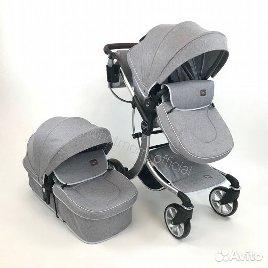 Коляска Luxmom 608 серый 2в1