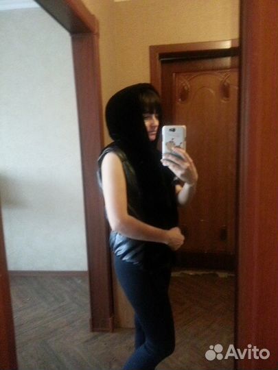 Жилет кожаный, очень теплый