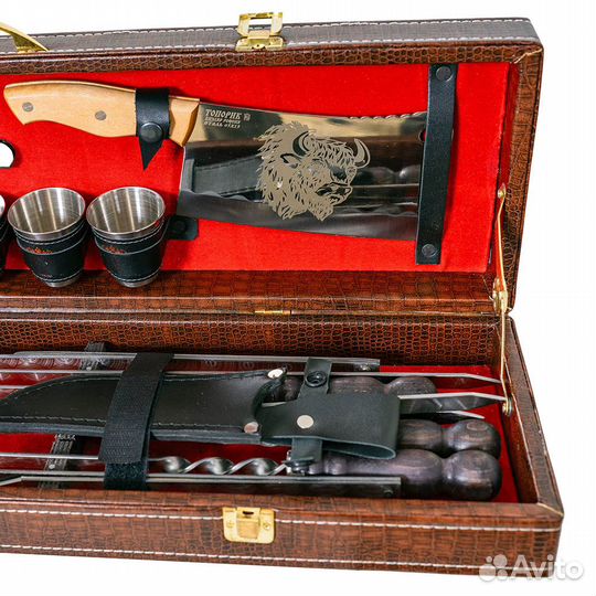 Шашлычный набор с шампурами №2 коричневый