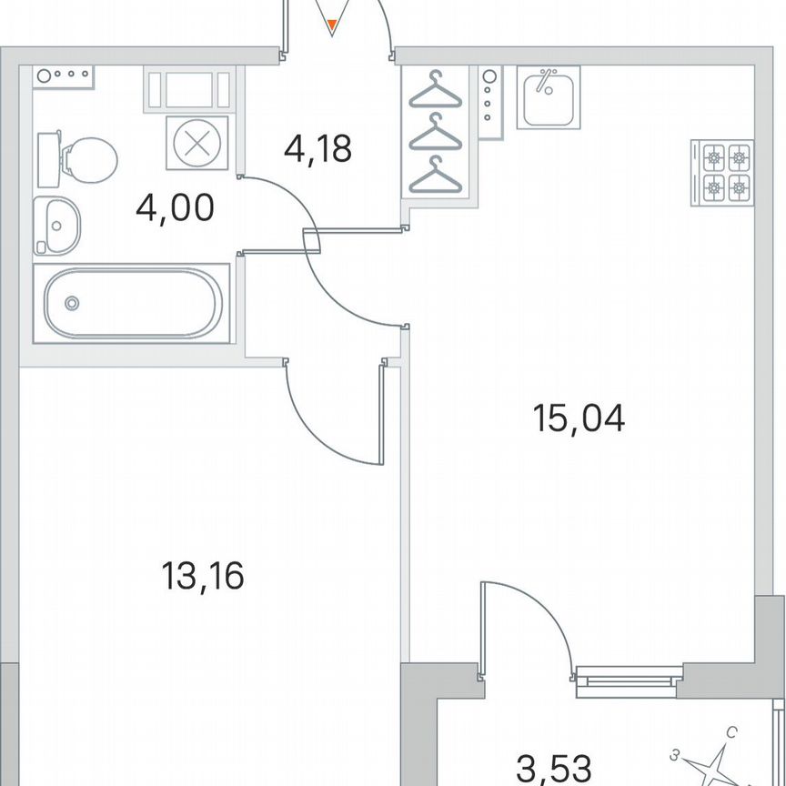 1-к. квартира, 38,2 м², 2/4 эт.