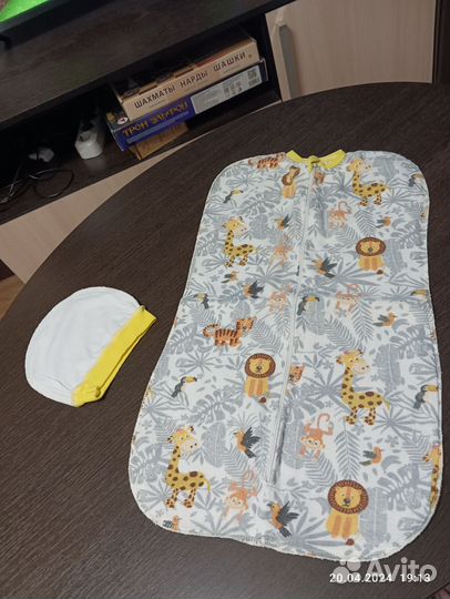 Пеленка-кокон с шапочкой