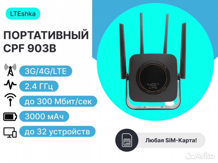 4G Wi-Fi роутер CPE CPF 903B любая сим