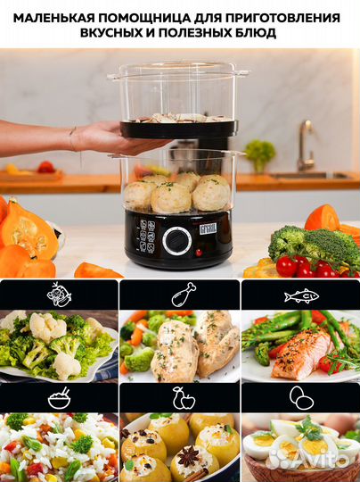 Пароварка Gfgril GFS-2M Black