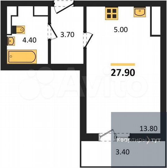 Квартира-студия, 27,9 м², 17/17 эт.
