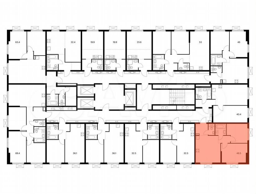 2-к. квартира, 48,5 м², 13/25 эт.