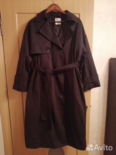 Тренч черный в отличном состоянии утепленный
