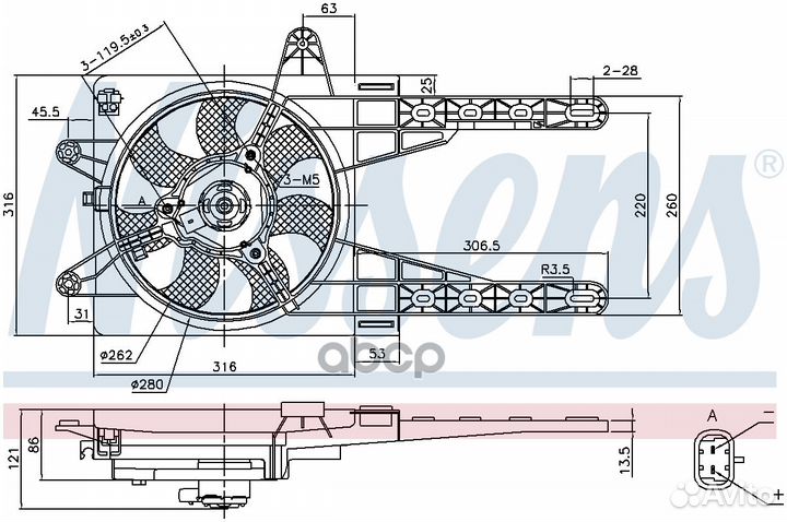 Крыльчатка с эл.мотором fiat punto I 93- 85141