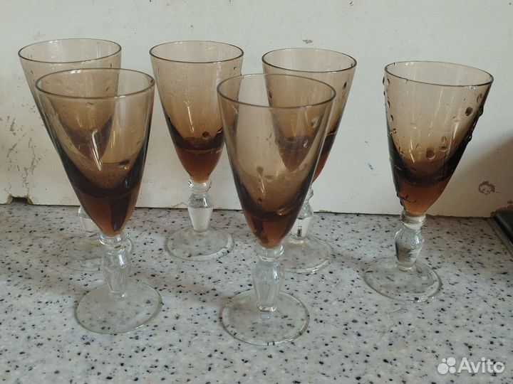 Рюмки и фужеры цветное стекло, хрусталь