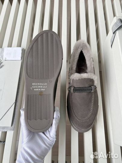 Женские Лоферы с мехом brunello cucinelli