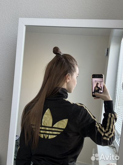 Винтажная кофта adidas черная с золотым