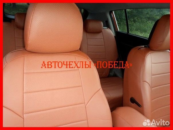 Чехлы Kia Sportage 3 из экокожи коричневые Классик