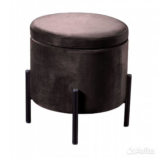 Пуф Grand круглый, бархат антрацит 14