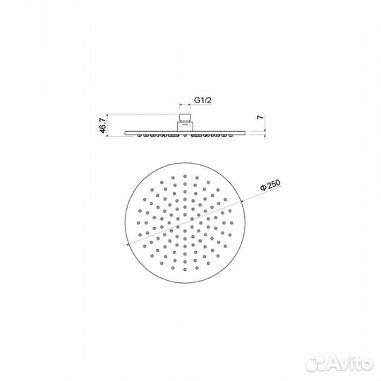 Верхний душ aquatek, настенный, 55017030 мм, черн