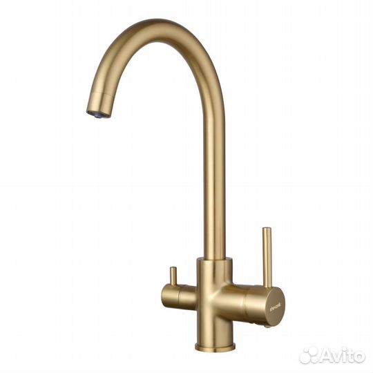 Кухонный смеситель фильтр золотой сатин Shevanik