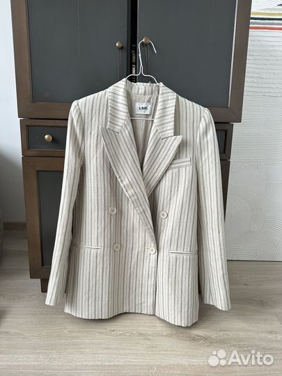 Льняной двубортный пиджак Lime XS