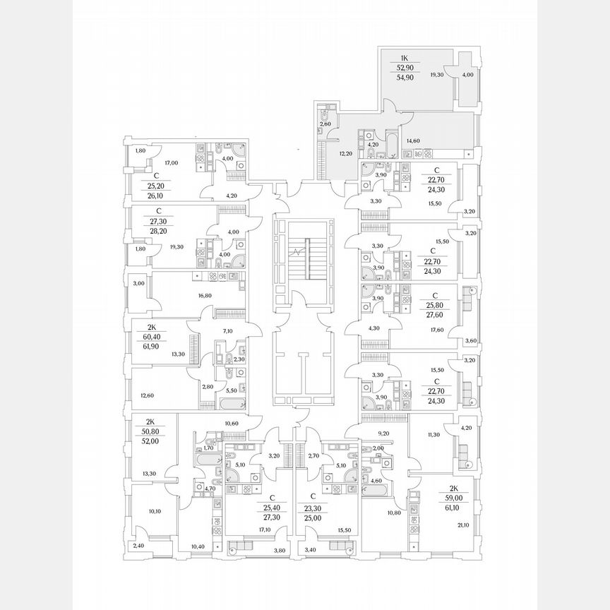 1-к. квартира, 54,9 м², 3/13 эт.