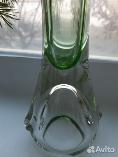 Ваза зеленое стекло винтажная