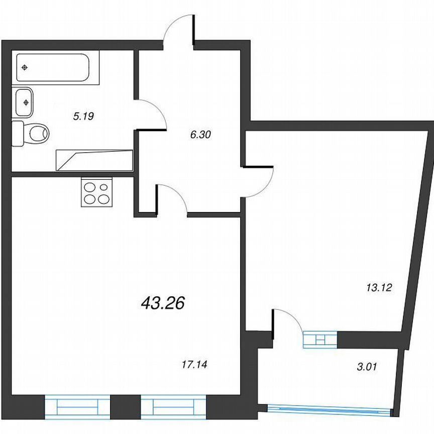 1-к. квартира, 44,8 м², 14/22 эт.