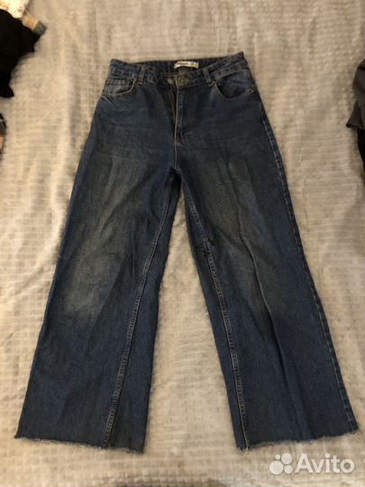 Джинсы широкие темно синии
