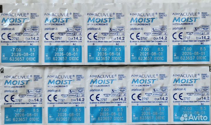 Линзы acuvue moist -7.00 (40 штук)