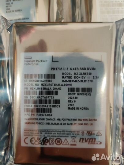 Samsung pm1735 6.4Тб ssd nvme U.3 / HPE