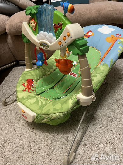 Шезлонг детский fisher price тропический лес
