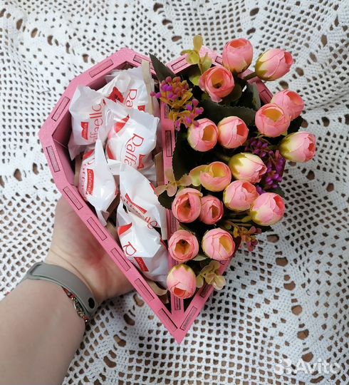 Коробка подарочная сердце, деревянная, шкатулка