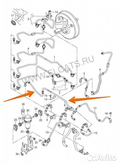 Шланг вакуум усил тормозов Audi Q7