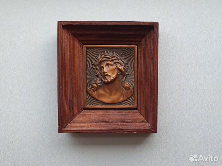 Икона Иисус Христос Франция рельеф медь