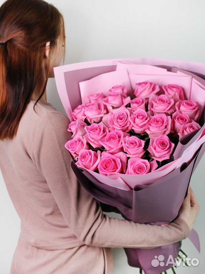 Букет розовых роз, цветы, доставка Платнировская