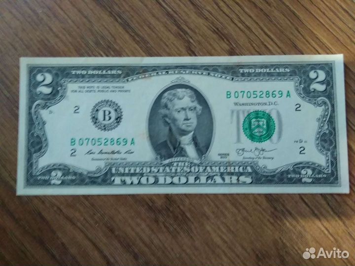 Купюра 2 доллара США