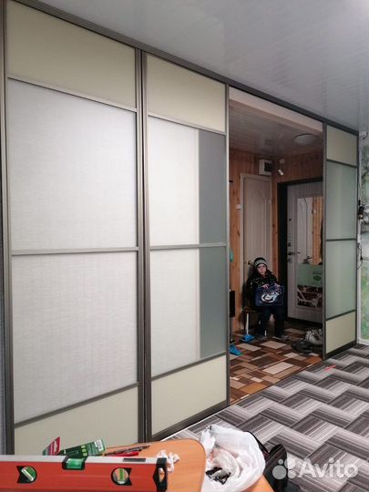 Перегородка стекло матовое раздвижная