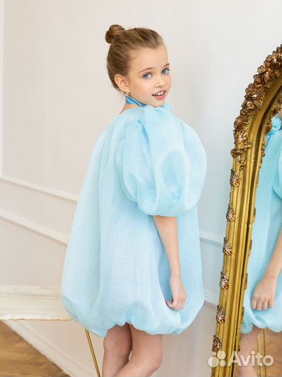 Нарядное платье 122 см Роскошь с детства голубое