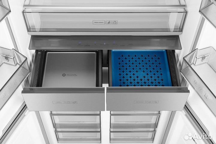 Холодильник weissgauff WCD 590 NoFrost Inverter Premium EcoFresh Blue Glass