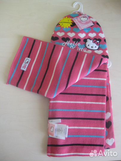 Новый комплект Hello Kitty (шапка+шарф) р.50