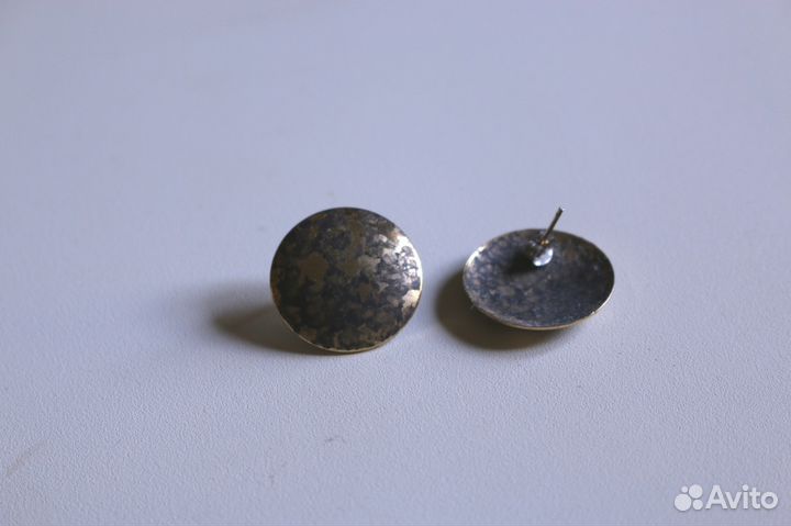Серьги гвоздики пуссеты круглые металл винтажные
