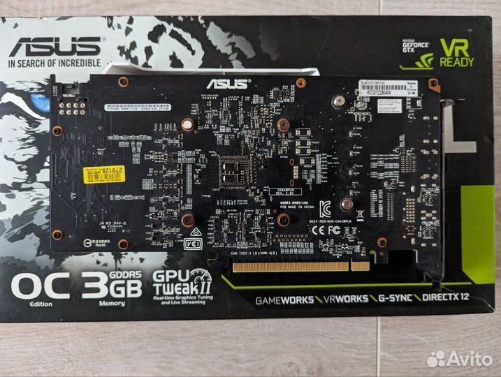 Видеокарта Asus GeForce GTX 1060 dual OC 3Gb