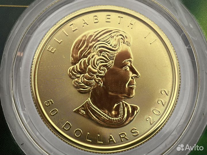 Золотая монета Кленовый Лист 31,1г 2022 год