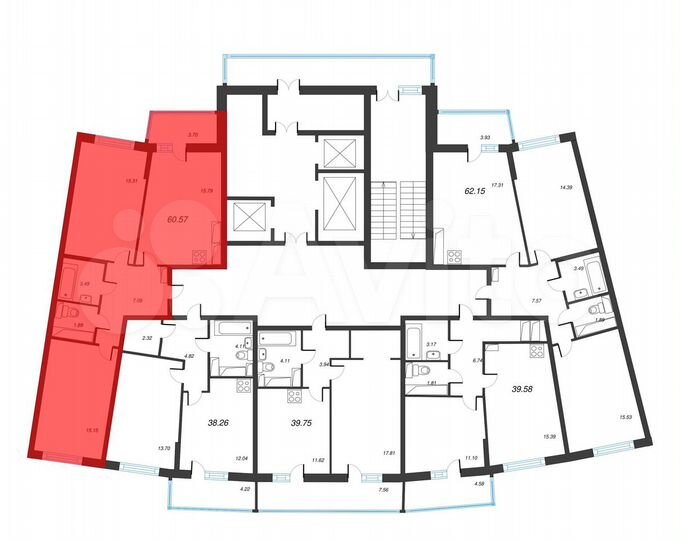 2-к. квартира, 62,4 м², 18/22 эт.