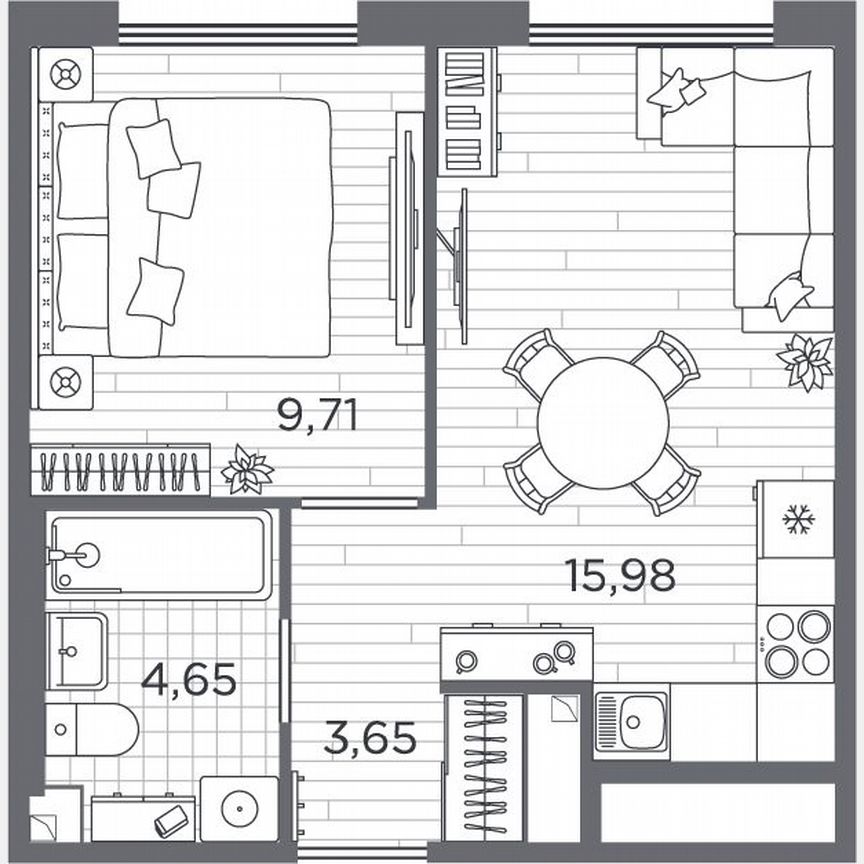 1-к. квартира, 34 м², 1/5 эт.