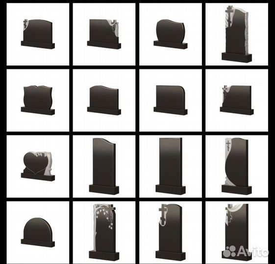 Вертикальный памятник из гранита с крестом