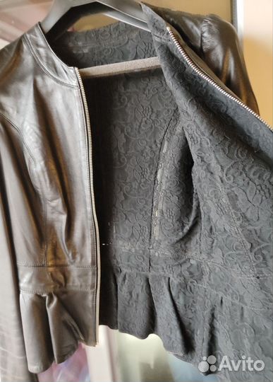 Куртка кожаная женская с баской р. 42-44
